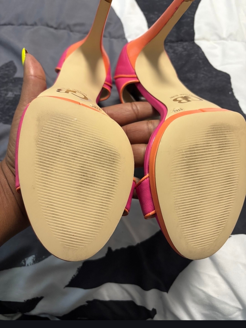 Gianni Bini Bright Pink Ankle-Cuff Open-Toe Heels - Picture 4 of 4